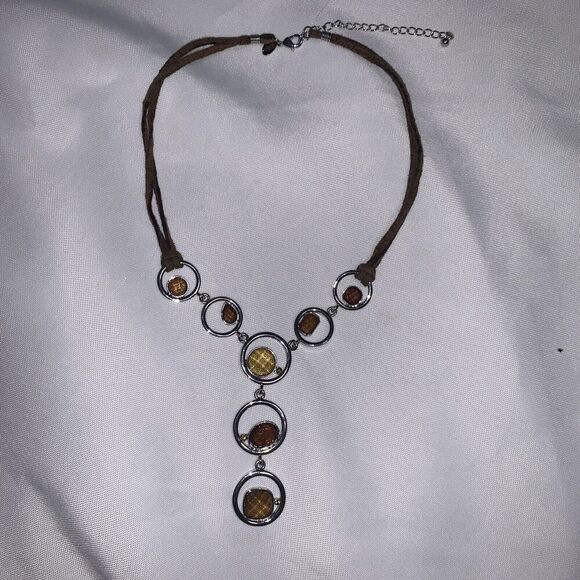 Lia Sophia Round Crystal Y-Drop Pendant Necklace 16" - Picture 1 of 9